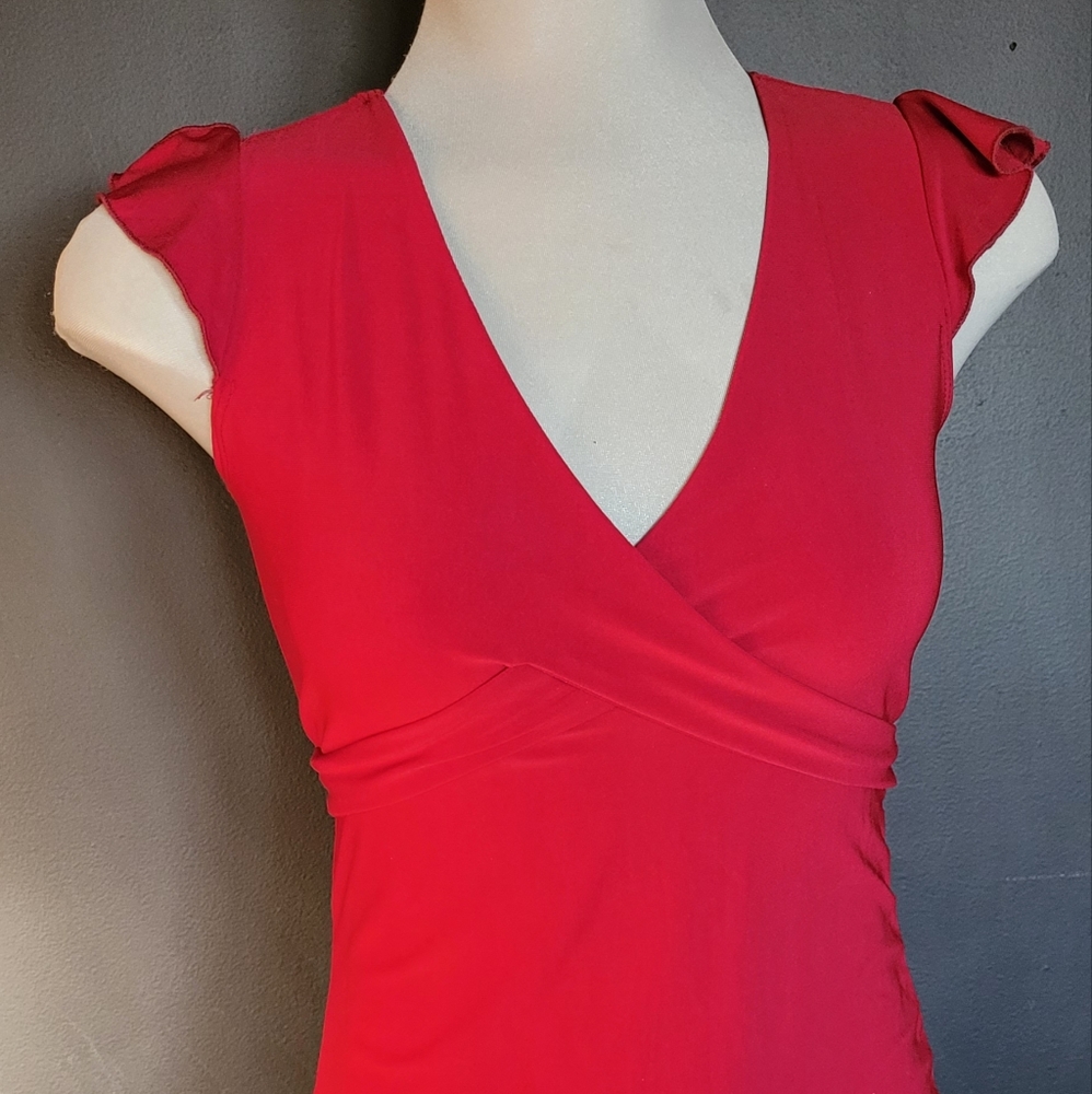 Red Wrap V-neck Blouse
